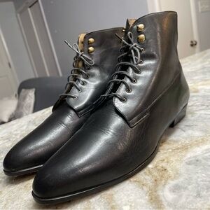 Vittorio Ricci Studio Black Leather Lace Up Ankle Boots Women’s 9.5
